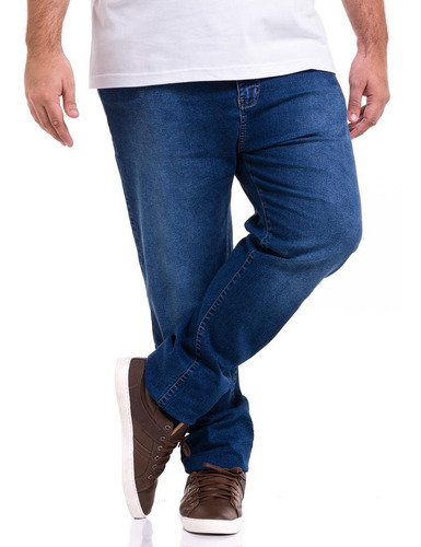 Imagem 3 de 4 de Calça Plus Size Tamanho Grande Jeans Com Lycra Masculina