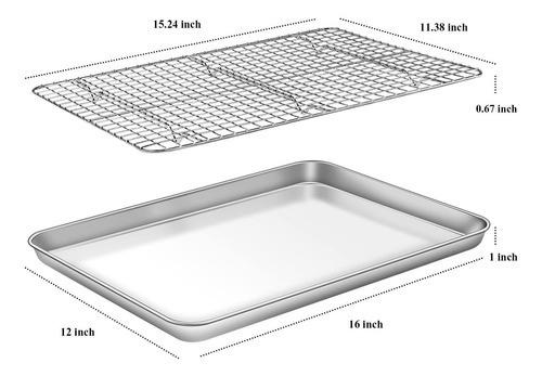 Juego Bandeja Para Hornear Estante Refrigeracion 2 Hoja