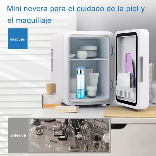 Mini Nevera De Maquillaje Con Espejo De Luz Led Refrigerador De Belleza  Portátil
