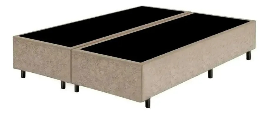 Base Box Casal Bipartida Suede Resistente 138x188x42cm Cor Bege