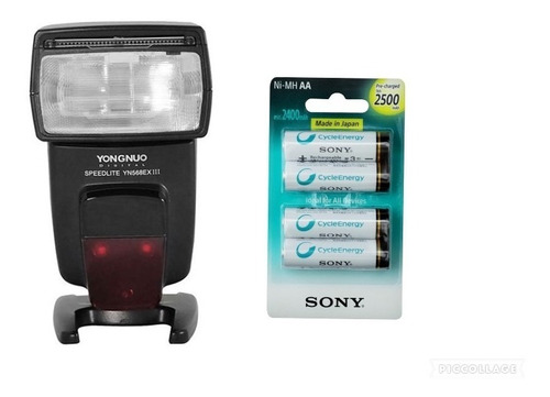 Yongnuo Yn 568 Ex Ill + Pilhas Sony Aa 2500mah Para Canon