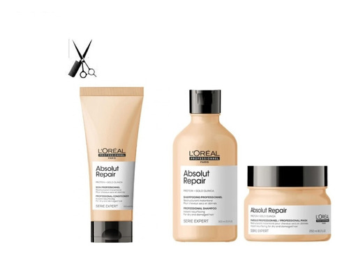 Kit Absolut Repair Loreal Shampoo Máscara Y Acondicionador