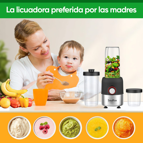 Soulfox Portátil 2 En 1 1000w Licuadora Eléctrica Para Frutas Y Verduras,motor Poderoso,gran Capacidad,fácil Limpieza
