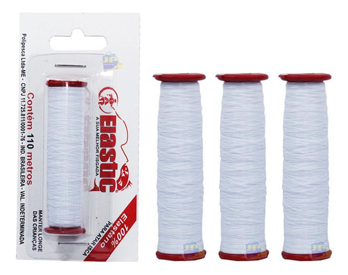 Kit 3un Linha Elástica Para Amarrar Isca Elastic Branco 110m