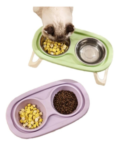 Cuencos Elevados Dobles Desmontables De Perros/gatos (oferta