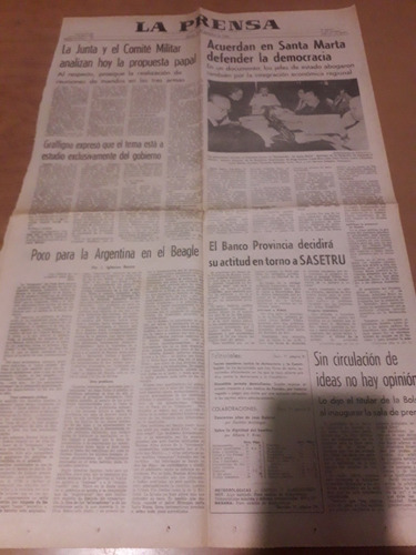 Tapa Diario La Prensa 19 12 1980 Beagle Democracia Sasetru 