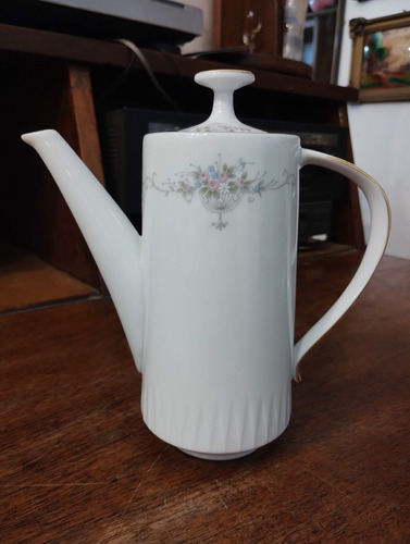 Antigua Cafetera De Porcelana Tsuji Con Virola De Oro