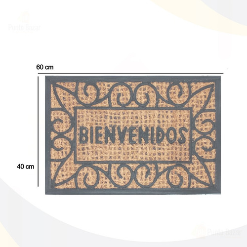 Felpudo Alfombra Para Entrada Coco + Goma 60x40 Cm 40 Cm 60 Cm Diseño 2 Beige/negro/rojo