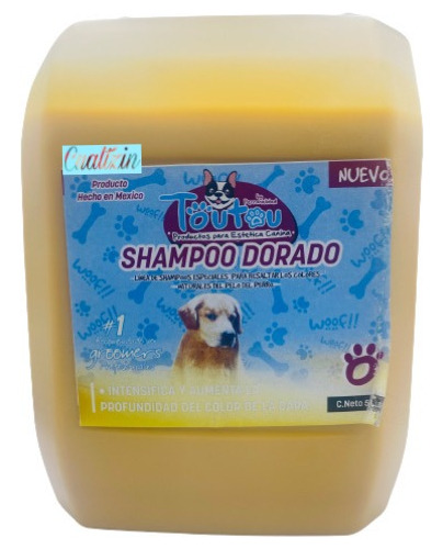 Shampoo Para Perro Tou Tou Para Pelo Dorado 5lt 