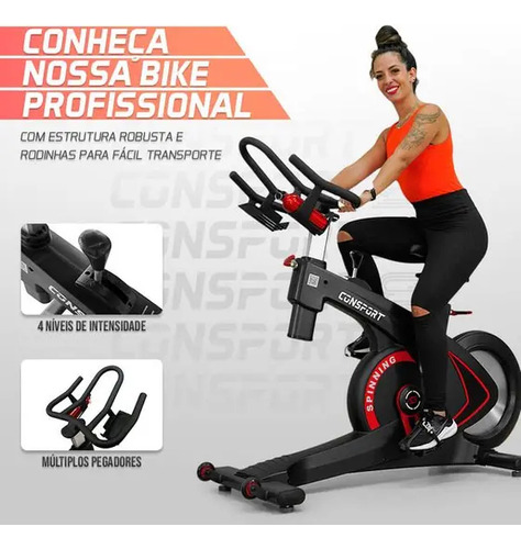 Bicicleta Ergométrica Spinning Profissional S500 Consport Cor Preto