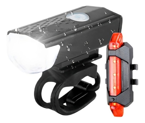 Set Luz Bici Delantera Y Trasera Mod 7188 Usb Recargable