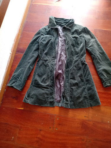 Campera Tapado Gamuza Largo Talle M Gris Topo 