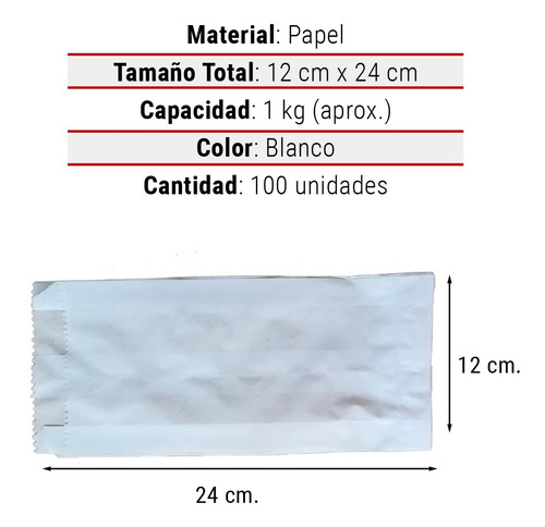 Imagen 5 de 10 de Bolsa Papel Kraft Blanco Bolsas Sacos 1 Kg 100 Unidades