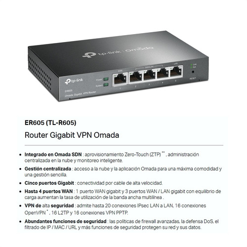 Imagen 2 de 10 de Router Vpn Multi-wan Gigabit Omada, Tp-link Er605