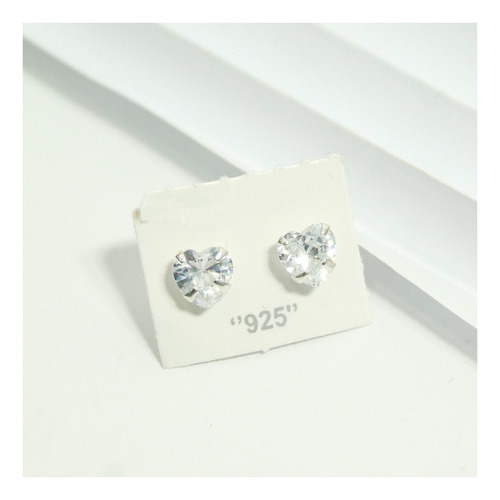 Pendiente de plata 925 con circonitas en forma de corazón con forma de punto de luz de 6 mm