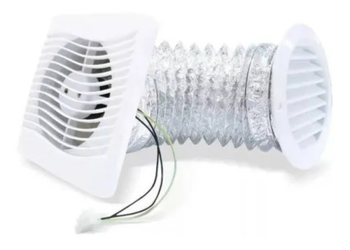 Imagem 1 de 6 de Kit Completo Exaustor Banheiro + 2m Duto + Grade - 150mm