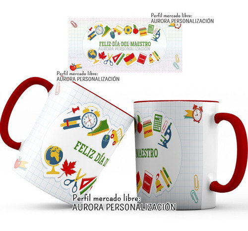 Mug Pocillo Dia  Maestro Profesor Interior Y Oreja Roja 010