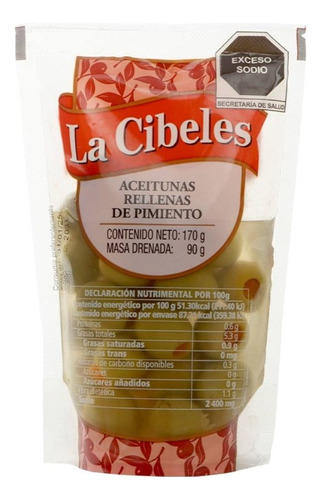 Aceitunas Verdes Cibeles Rellenas De Pimiento 170 G