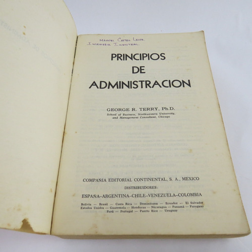 L2978 George R Terry -- Principios De Administracion (Usado)
