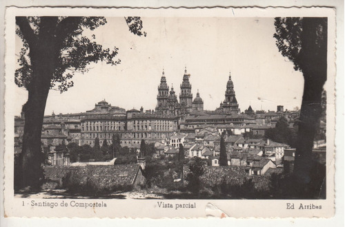 1951 Postal Vista Panoramica Santiago De Compostela 3 Sellos