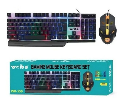 Teclado Retroiluminado + Mouse Gamer Weibo Wb-550