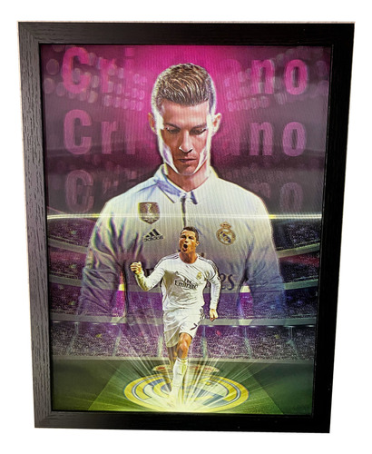 Cuadro Lenticular 3 Imágenes De Futbolistas 40x30 Cr7 Messi