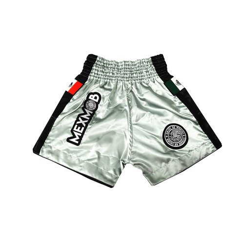 Imagen 1 de 4 de Short Box Kickbox Muay Thai Mexmob Plateado Envio Gratis