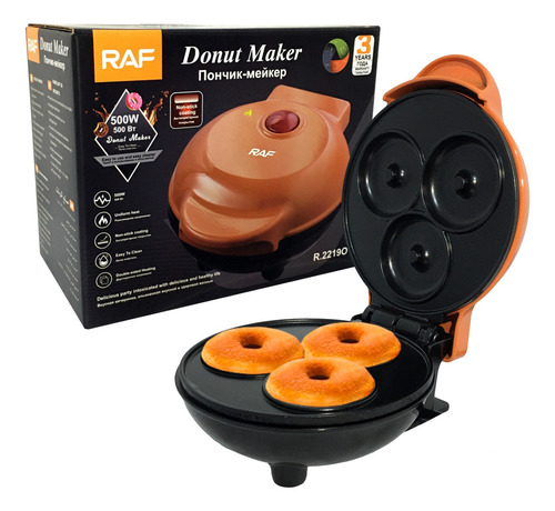 Mini Máquina De Donas R.2019o 3 Unidades Antiadherente Color Naranja - 500w - 220 / 240v  