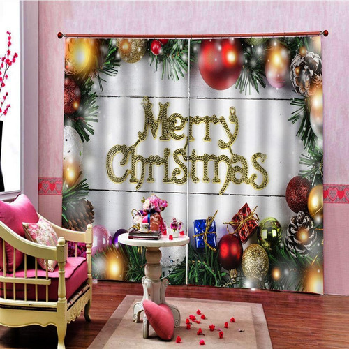 2 Paneles Set Navidad Cortina De Ventana Cortina De Cocina