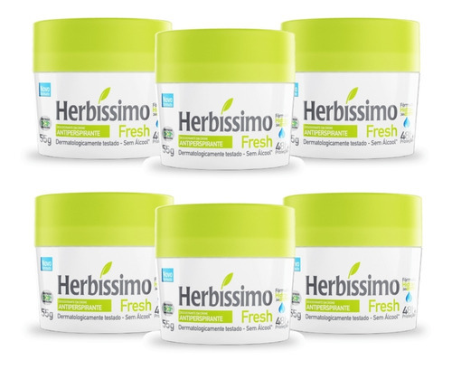 Herbissimo fresh creme kit desodorante antitranspirante neutro 55G com 6 unidades