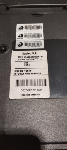 Notebook Itautec W7655 - Leia A Descrição - C7 Preto (Usado)