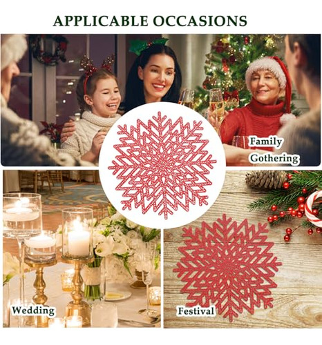 Juego De 6 Individuales Para Mesa De Copos De Nieve, Indivi