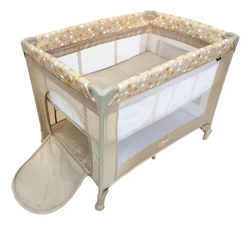 Berco Portatil Infantil Cercado Desmontavel Lune Maxi Baby Bege