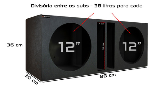 Caixa Para Graves 2x12 Pancadão Duto Retangular