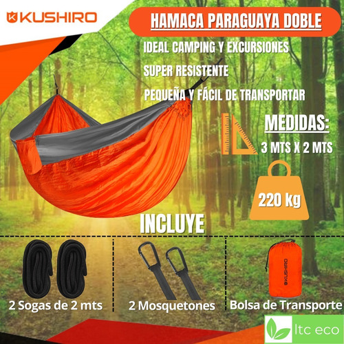Hamaca Tipo Paraguaya Camping Jardín Doble Liviana Con Bolso