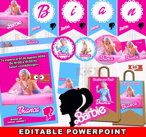 Kit Imprimible Candy Bar Barbie 2023 Editable Powerpoint