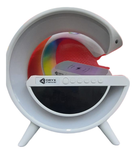 Parlante Cargador Bluetooth Rgb Radio Portatil Reloj Alarma Blanco