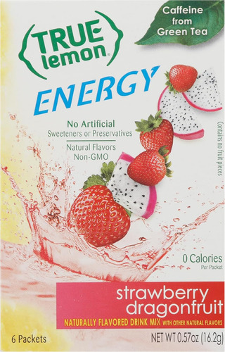 True Lemon Energy Fruta De Dragón Y Fresa 16g 6 Sobres