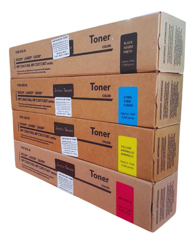 Kit De 4 Toner Ricoh Mpc306 C406 C307 B, Y, C Y M Compatible Tinta C B Y M