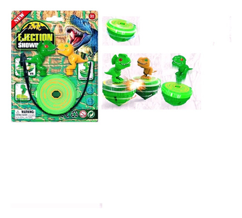 Trompo Lanzador Blade Dinosaurios X2 Fidget Juguete Niños Color Verde