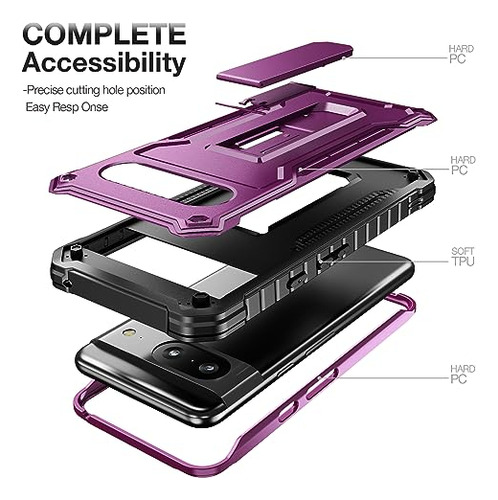 Funda Para Google Pixel 8 Morado Uso Rudo Dual Layer