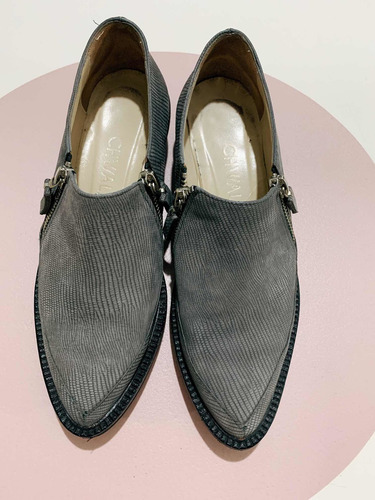 Zapato Botineta Cuero Tramado