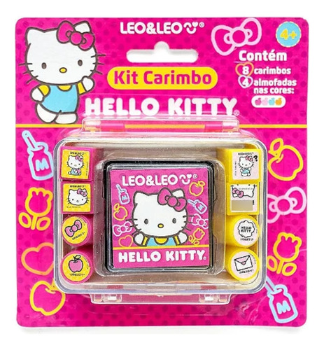 Kit Carimbo Hello Kitty Com 8un + Almofada 4 Cores Leo&leo