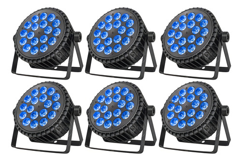 Kit 6 Refletor Par Led Slim 18x18w Rgbwa+ Uv 6n1 Dj Festas 127/220V
