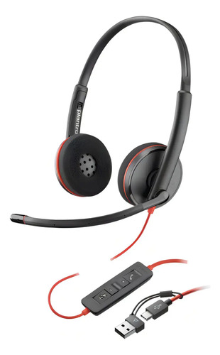 Headset Poly Blackwire 3220 Stereo, Usb-c, Preto 8x228a6
