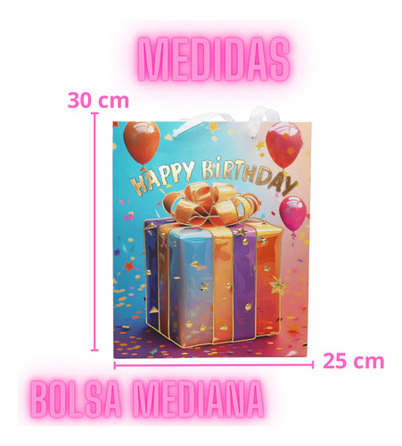 60 Bolsa Regalo Grande 31x42cm Fiesta Cumpleaños Mayoreo