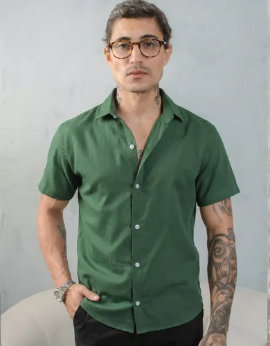 Camisa Social Masculina Gola Italiana Confortável