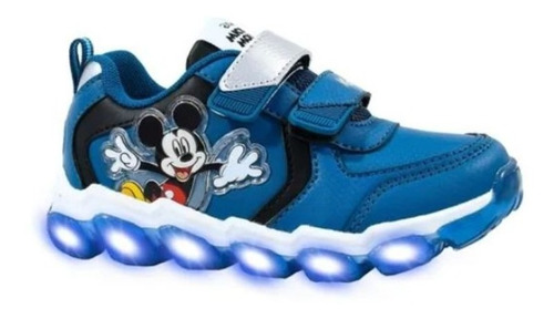 Zapatillas Footy Disney Mickey Mouse Azul Con Luces