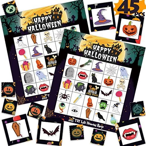 Toy Life 45 Pcs Halloween Bingo Game For Kids Adults, 7b9dy