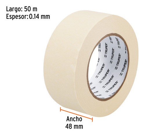 Cinta Masking Tape 2'' X 50m Uso En Interiores Truper 12593
